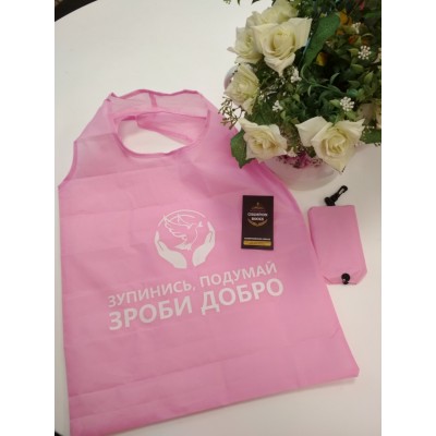 Болоньевая сумка-шопер "Рух добра" розового цвета